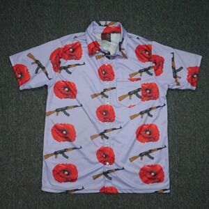 OAF Nation Shirt Mens Extra Large Purple Red Rifle AK Short Sleeve Button